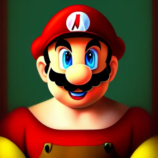 Image similar to a beautiful portrait of super - mario!!!!!! renaissance painting by da vinci featured on artstation