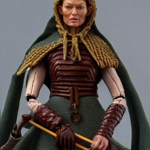 Image similar to product photography of a plasticine action figure doutzen kroes as arwen, depth of field, zeiss lens, detailed, centered, by erwin olaf, joop geesink, wes anderson, breathtaking, 8 k resolution, extremely detailed, beautiful, establishing shot, realistic materials, hyperrealistic