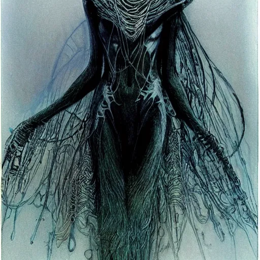 Image similar to a beautiful drider drow spider queen by alan lee