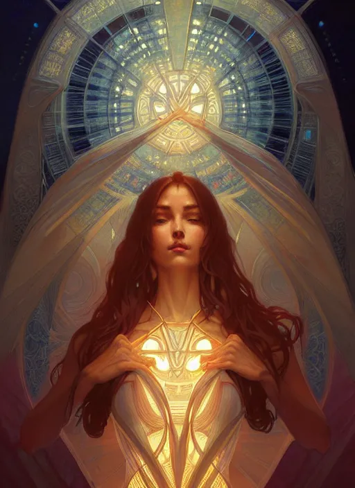 Image similar to symmetry!! water, glowing lights!! intricate elegant, highly detailed, digital painting, artstation, concept art, smooth, sharp focus, illustration, art by artgerm and greg rutkowski and alphonse mucha