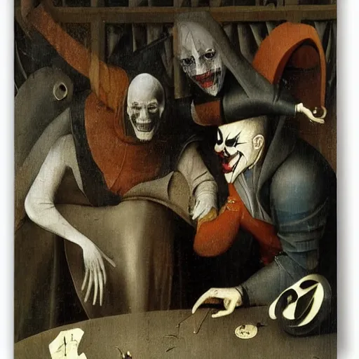 Image similar to the joker, drama, chaos by hieronymus bosch and zidislaw beksinsky