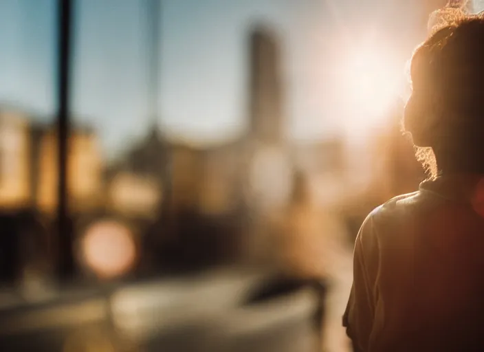 Image similar to a 2 8 mm macro photo from the back of a woman watching a parade, splash art, movie still, bokeh, canon 5 0 mm, cinematic lighting, dramatic, film, photography, golden hour, depth of field, award - winning, anamorphic lens flare, 8 k, hyper detailed, 3 5 mm film grain