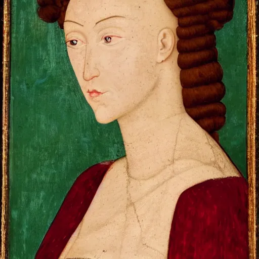 Image similar to portrait of a beautiful medieval noble woman with dark red hair, high cheekbones and fair skin