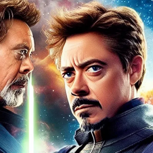 Prompt: Luke Skywalker meets tony stark in movie avengers endgame