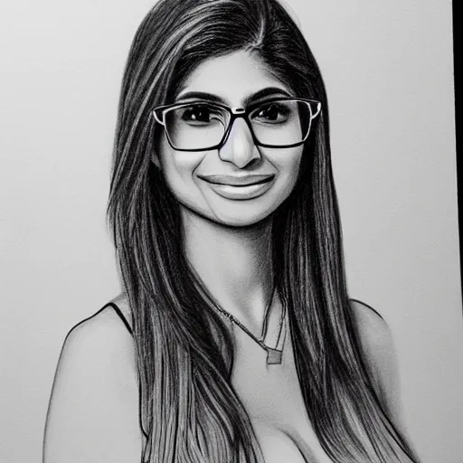 Prompt: sketch drawing of mia khalifa, pencil, highly detailed.