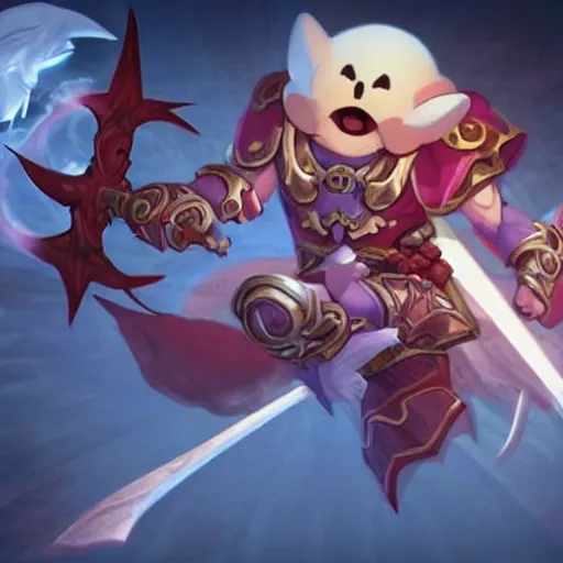 Image similar to Kirby as a Demon Slayer in the video game Diablo 3