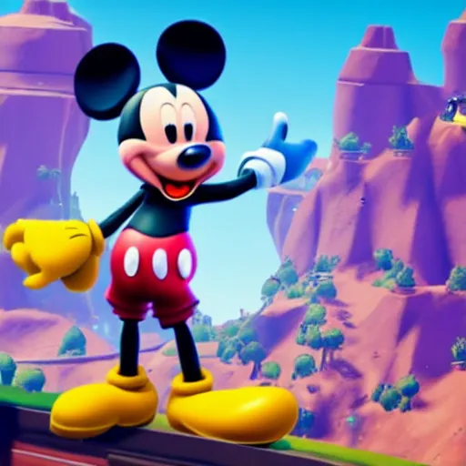 Image similar to in - game screenshot of mickey mouse in the video game fortnite