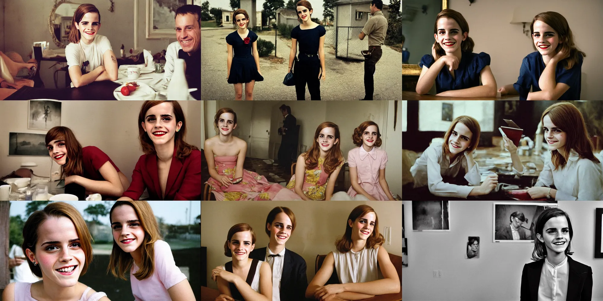 Prompt: emma watson smiling greg rutkowski!!! william eggleston