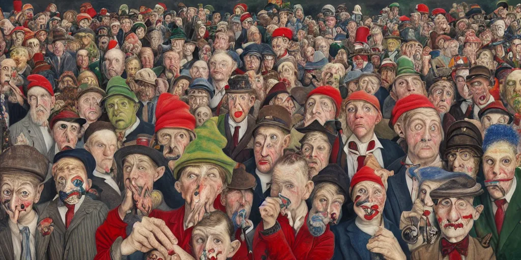 Image similar to where's wally, highly detailed, painting by otto dix, 8 k