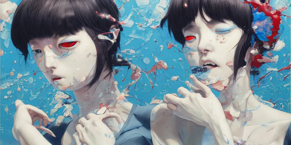 Image similar to perfect blue oil painting art by james jean and katsuhiro otomo and erik jones, inspired by akira anime, smooth texture, intricate oil painting, high detail illustration, sharp high detail, long exposure