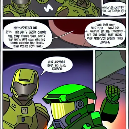 Prompt: master chief and kirby in an epic showdown