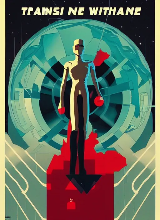 Prompt: Transhumanist propaganda poster artwork by Michael Whelan and Tomer Hanuka, retrofuturistic, clean
