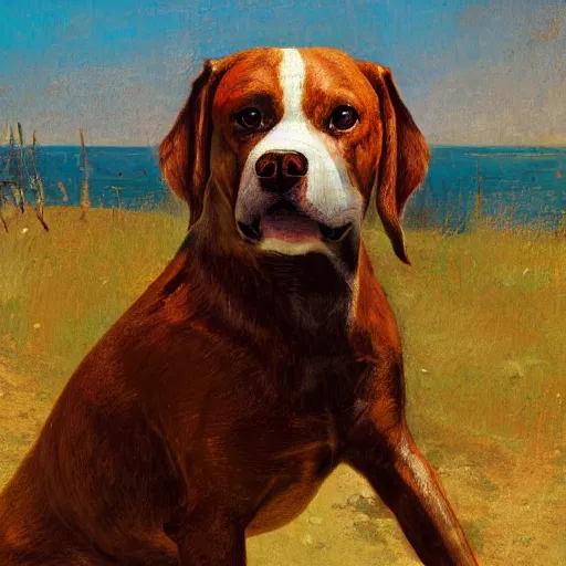 Image similar to summer hyperrealistic photorealistic land crystal boxer dog zinc burgundy baluster, by sandro botticelli and odilon redon and greg rutkowski, 8 k, storybook illustration, impressionism