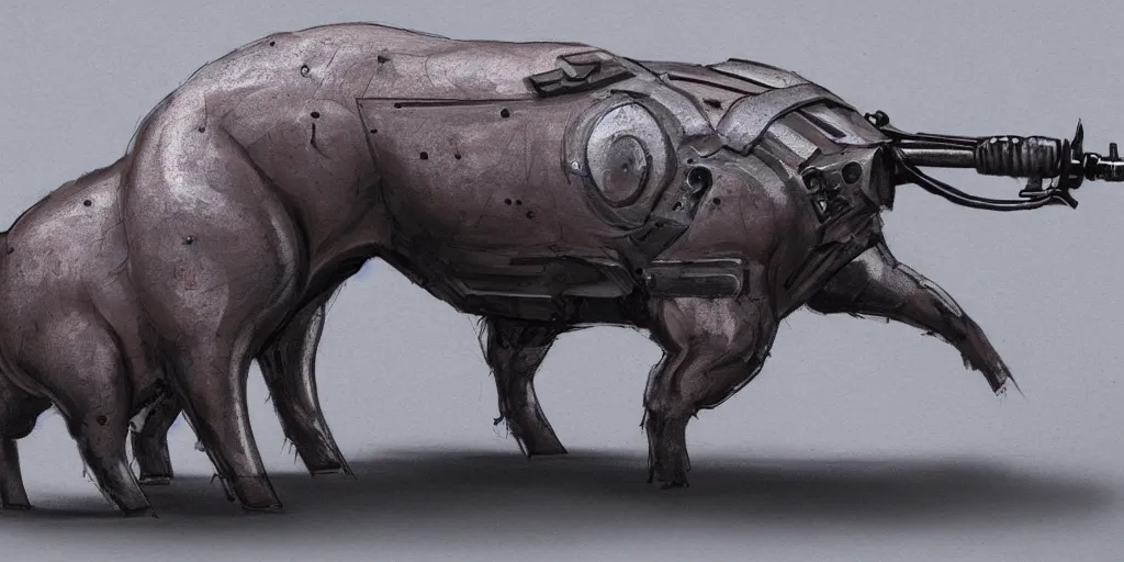 Image similar to concept art of a strong geared metal pig machine