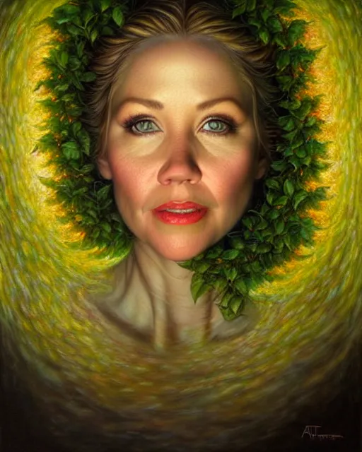 Prompt: detailed portrait of christina applegate apple!! tree! by tomasz alen kopera and peter mohrbacher and johanna martine! and margaret keane! coherent luminescent
