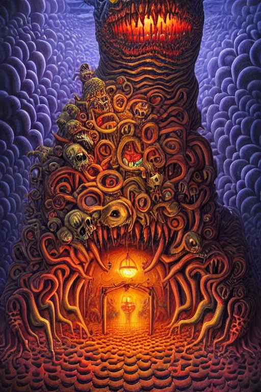 Prompt: a photorealistic painting of an isometric nightmare horror by johfra bosschart, lisa frank, dark fantasy art, high detail, trending on artstation