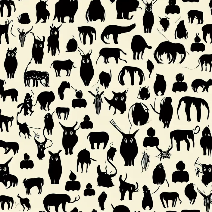 Image similar to vector pattern with animals, vector illustration, simple colors, minimalism, symmetry, symmetrical, looping, artstation, DeviantArt