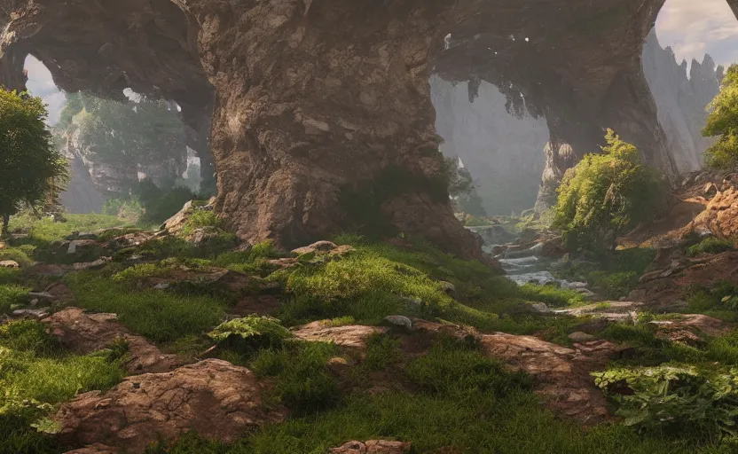 Image similar to Fantastic Landscape in Unreal Engine 5, Octane, Redshift, 4k High Detail