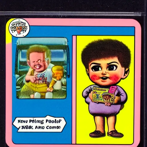 Prompt: never before seen garbage pail kid trading card 1 9 8 8 topps