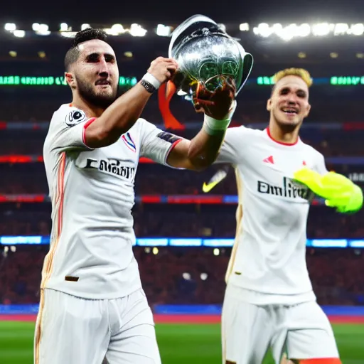 Prompt: koke resurreccion lifting the champions league throphy