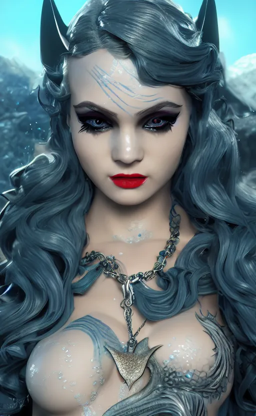 Prompt: batman as a charming mermaid work safe dreamlike with jewelry, character art, hyperdetailed, 8 k realistic, frostbite 3 engine, cryengine, dof, trending on artstation, digital art