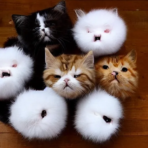 Image similar to photo of cute puffballs that look like cat heads