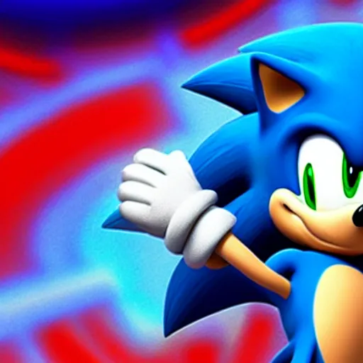 Image similar to Sonic the Hedgehog in purgatory