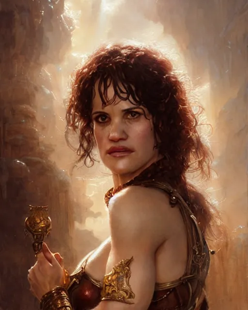 Image similar to portrait of a young carla gugino as soceress, fantasy character portrait, ultra realistic, concept art, intricate details, highly detailed by greg rutkowski, gaston bussiere, craig mullins, simon bisley
