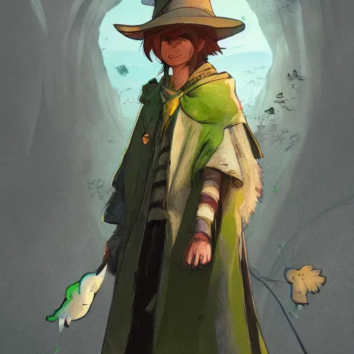 Image similar to snufkin with angel wings as apex legends character, digital illustration portrait design, by android jones and greg rutkowski, retrowave color scheme, detailed, cinematic lighting, wide angle action dynamic portrait