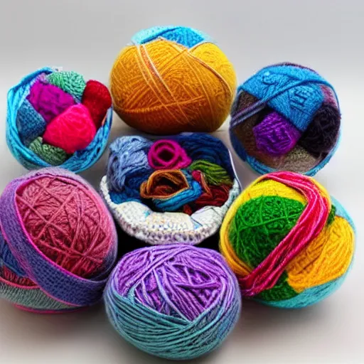 Image similar to world where everything is crocheted yarn