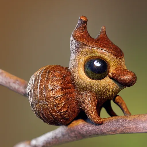 Image similar to photo of acorn creature, high detail, 4 k, ultra realistic