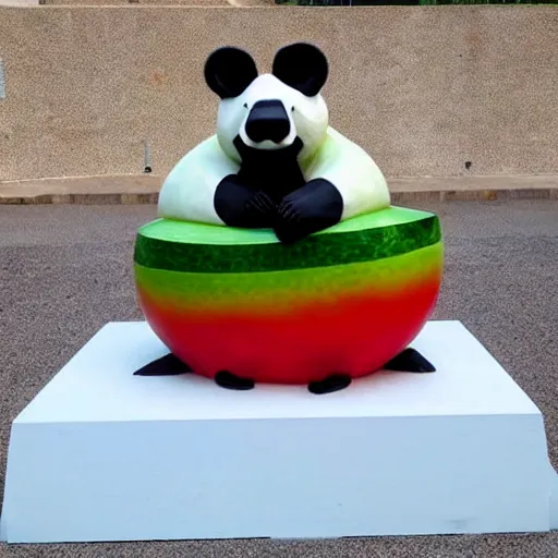 Image similar to watermelon sculpture of a panda