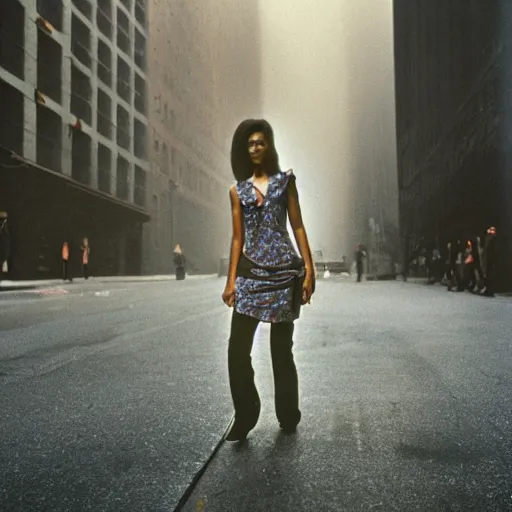 Prompt: portrait of a woman in a smoky new york street ,by Steve McCurry, Flickr, natural light, CANON Eos C300, ƒ5.6, 50mm, medium-format print