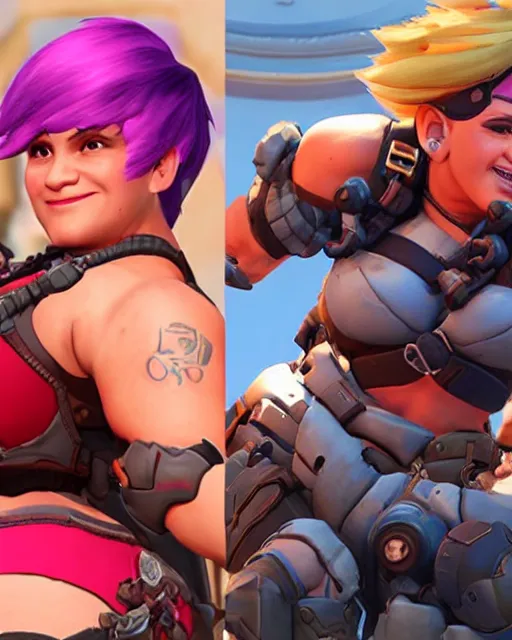 Image similar to danny devito as zarya in overwatch