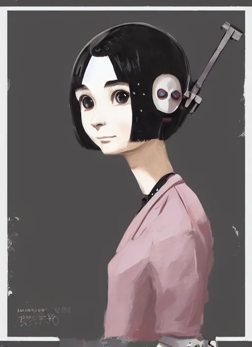 Prompt: a gouache painting in the style of nier automata, by hikari shimoda, ilya kuvshinov, yoshitaka amano, by shaun tan, by good smile company, a detailed 3 d render of audrey hepburn as an android, portrait, cgsociety, artstation, a modular costume and headpiece, action adventure scene