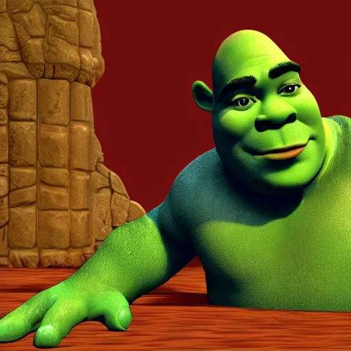 Image similar to shrek 3 d render in 1 9 9 1 on sgi indigo