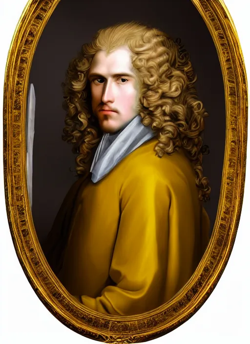 Image similar to portrait of a blond handsome man with long hair in baroque art, anime inspired, High Res 8K,hyperdetailed