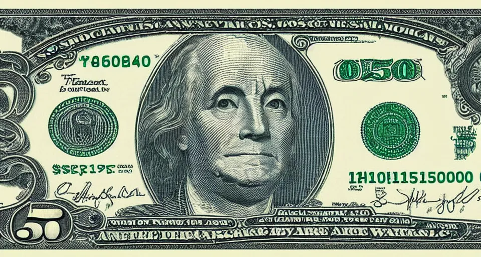 Image similar to concept design of american $ 5 0 note for the year 2 0 3 3