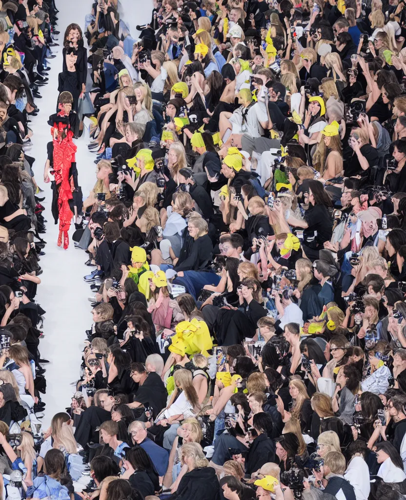 Image similar to hyperrealistic and heavy detailed balenciaga runway show of bart simpson , Leica SL2 50mm, vivid color, high quality, high textured