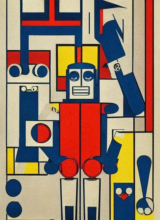 Image similar to warrior robots by Jan Tschichold, De Stijl, Constructivist