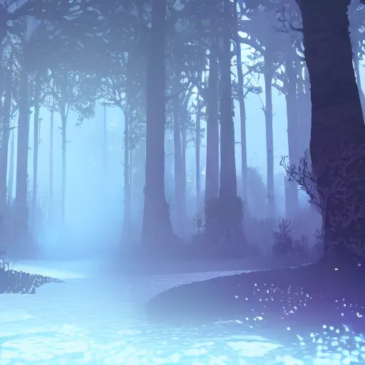 Prompt: enchanted magical mysterious forest, parallax layer from a gorgeous indie platform game, on a white background, intricate, highly detailed, volumetric fog, masterpiece