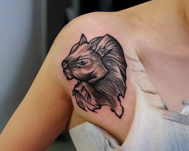 Autumn Watercolor Squirrel Tattoo Design – Tattoos Wizard Designs