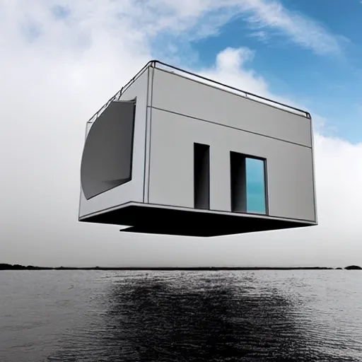 Prompt: floating home in the clouds