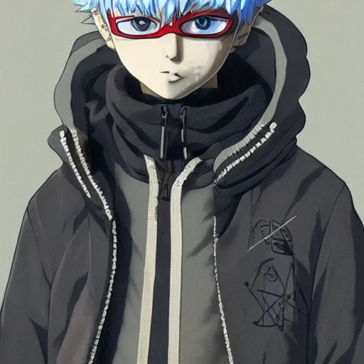 Image similar to very cool killua zoldyck with mask, streetwear, techwear, cyberpunk style outfit, full body, nose piercing, detailed portrait, intricate complexity, by greg rutkowski, artgerm, ross tran, conrad roset, takato yomamoto, ilya kuvshinov. 4 k, beautiful, cinematic dramatic atmosphere