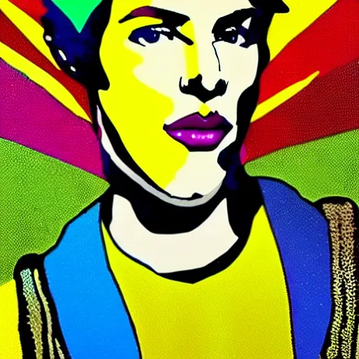 Image similar to rainbow prince the artist. pop art.