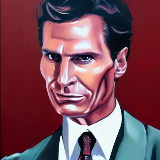 Prompt: patrick bateman from american psycho painted by mark maggiori, desert western oil painting - h 9 0 0 - n 4