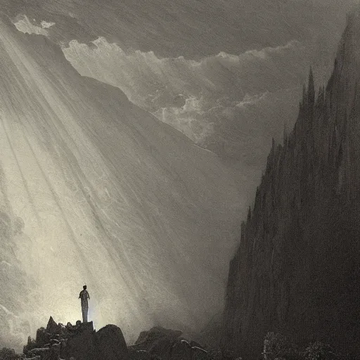 Image similar to posterior gustave dore solace creation by bryan christie 8 k albert bierstadt