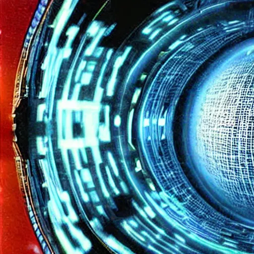 Prompt: the mandelbox appearing in the movie tron