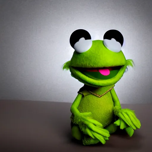 Image similar to very cute grogu as a muppet, product photography, commercial lighting, hdr