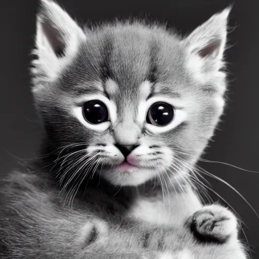 Prompt: electron microscope image of an adorable kitten